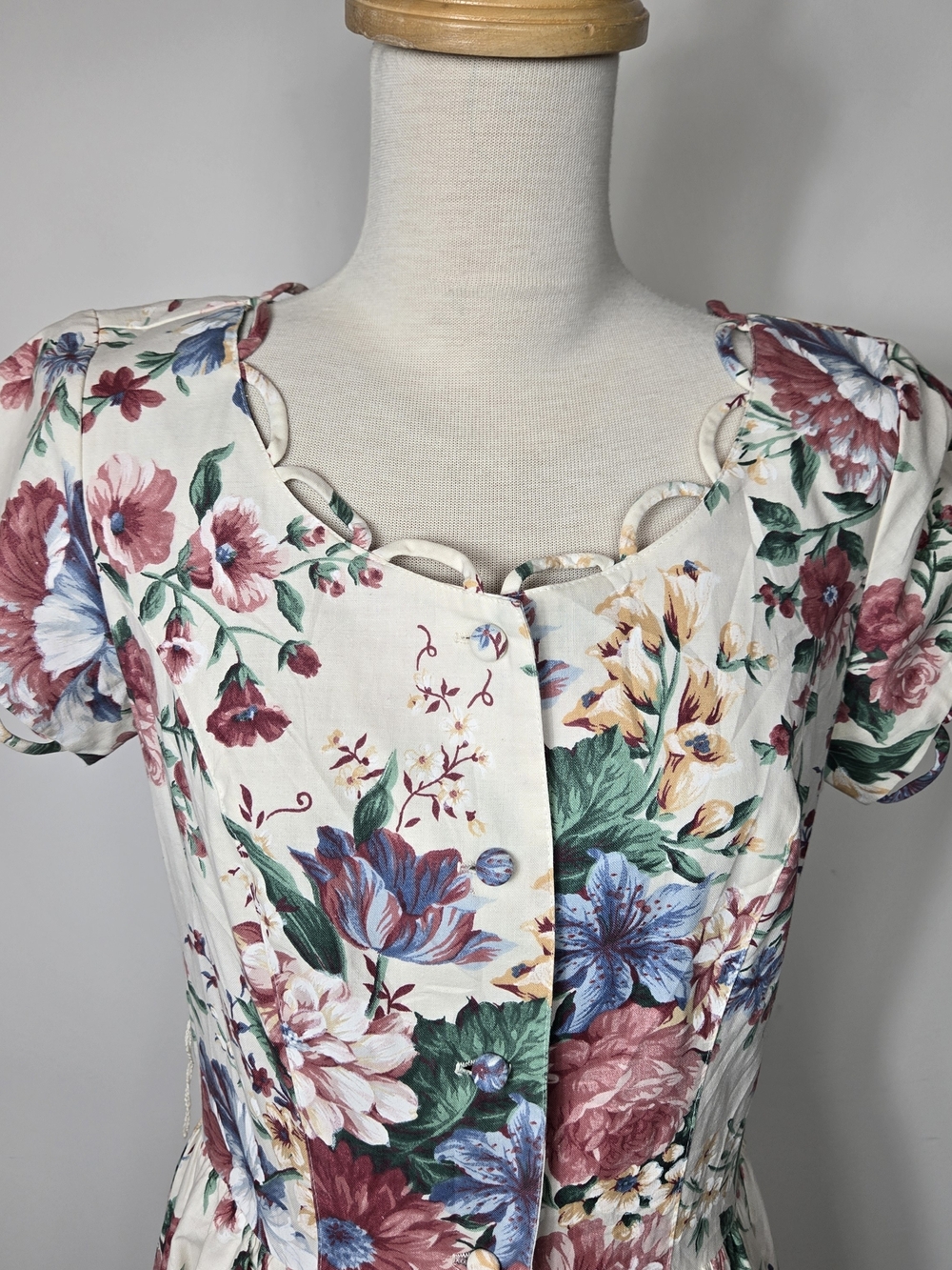 Vintage Clues Garden Floral Cottagecore Prairie Midi Dress Romantic Boho Size 8 - Picture 3 of 10